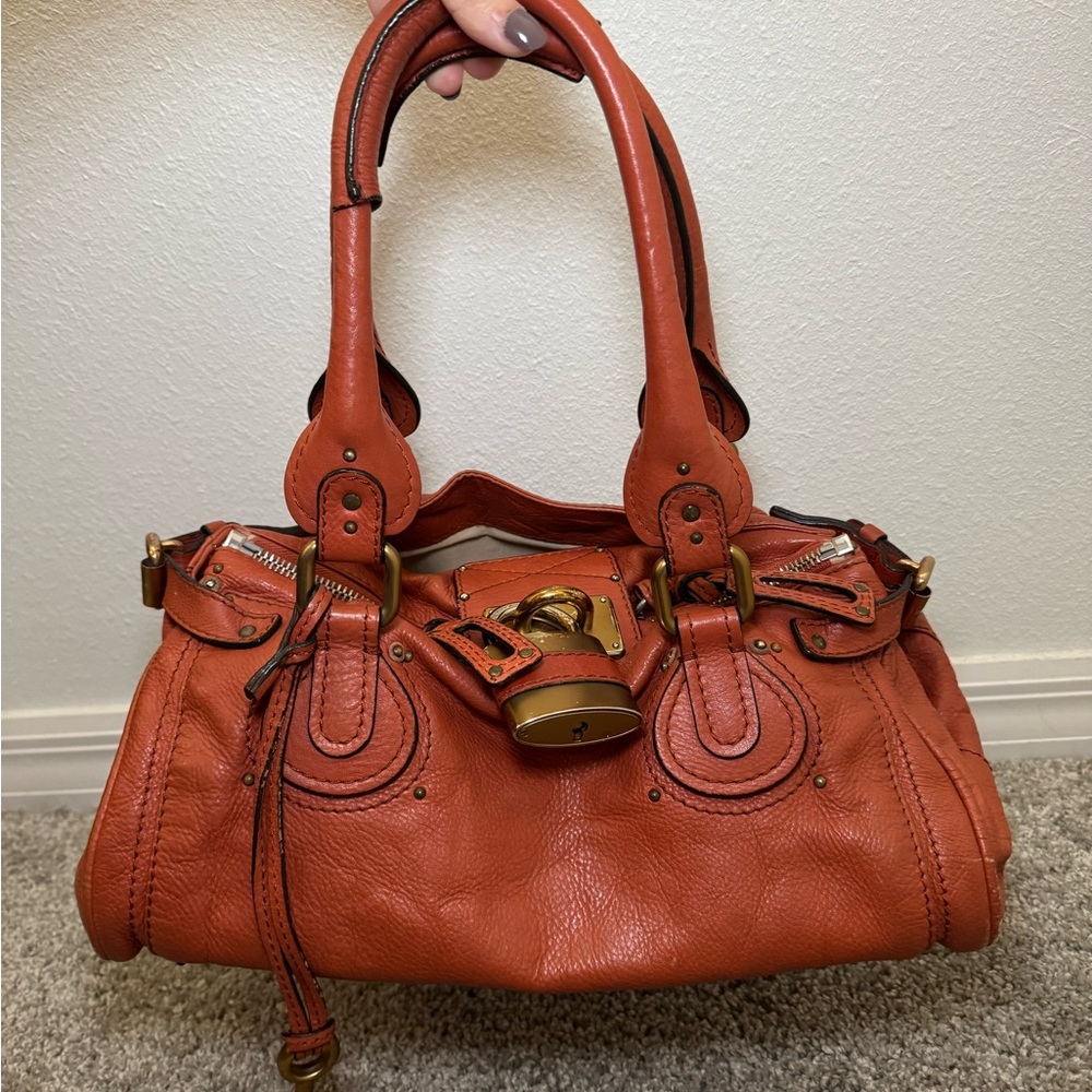 CHLOE Paddington Orange Leather Handbag - Calfskin
